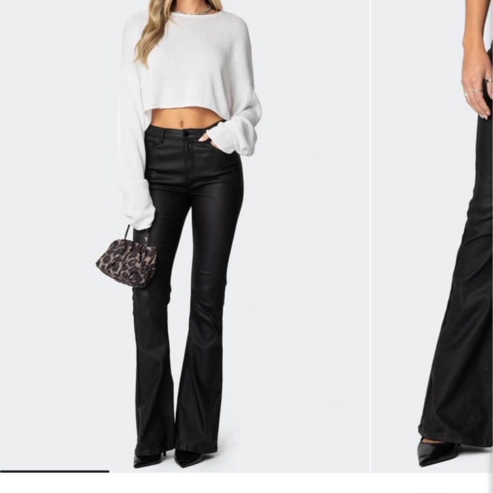 Edikted flare leather pants, size small and brand new with the tags
